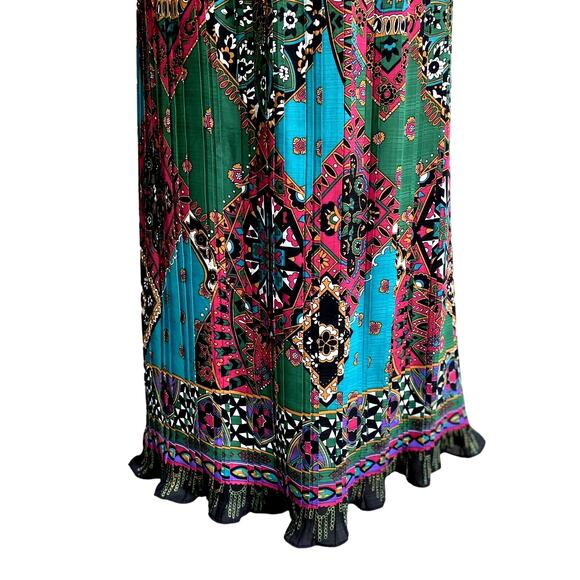 Diane Freis VTG Pleated Midi /Long Skirt Elastic Waistline M/L BOHO  RETRO FAIRY - Picture 3 of 5